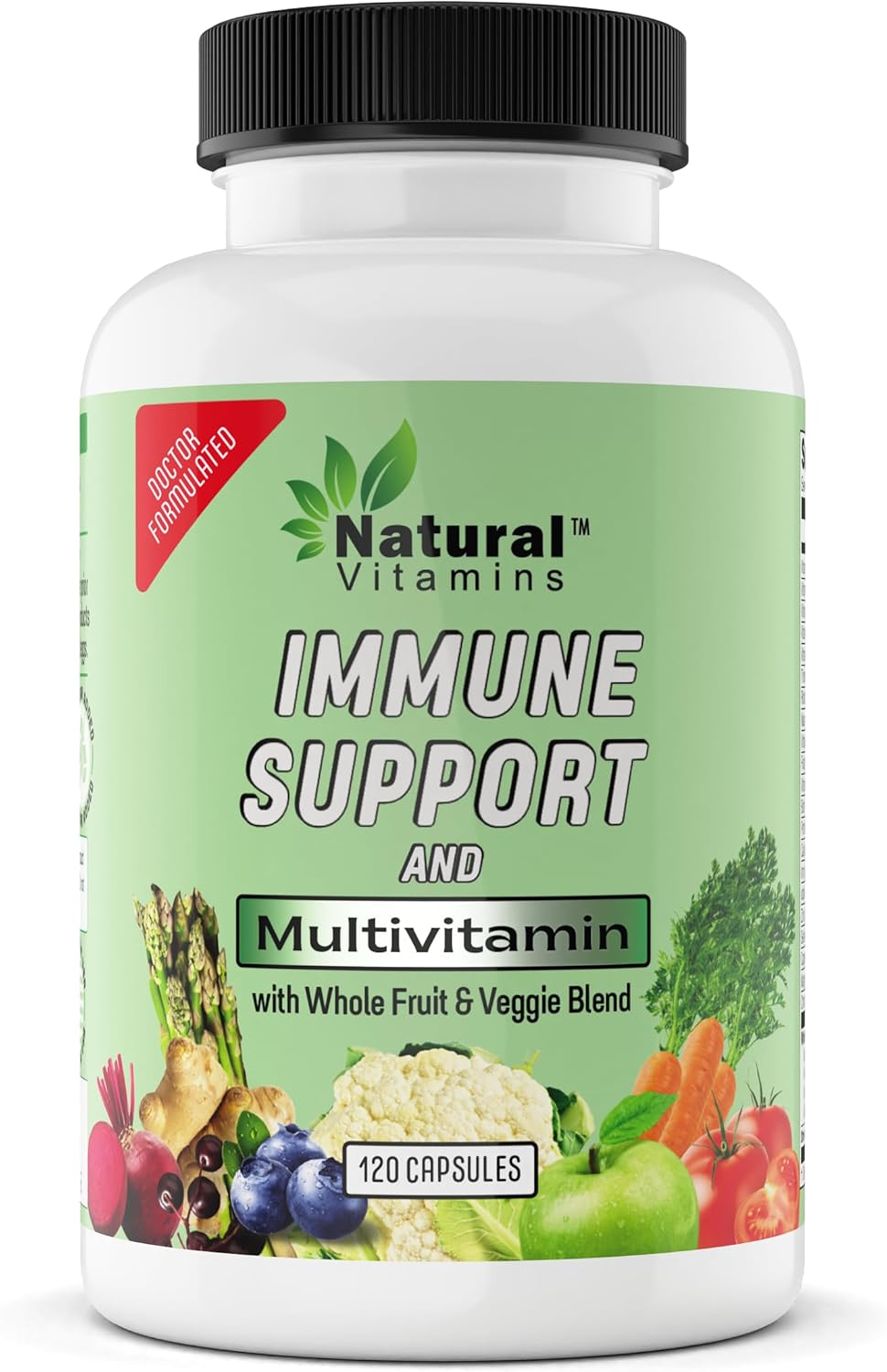 Immune Support Multivitamin with Fruits & Veggies – Complete Daily Health Support – Antioxidant-Rich, Packed with Vitamins and Minerals – Naturally Enhances Immunity