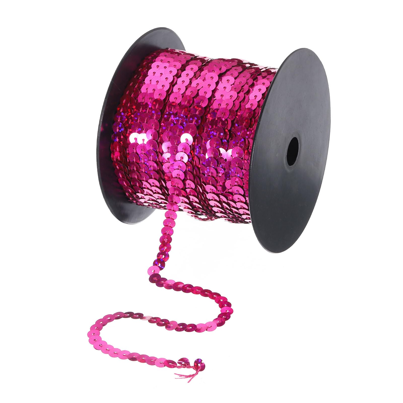 MECCANIXITY 100 Yards x 0.24 Inch Flat Sequin Strip Laser Sequins Fabric Paillette Spangle Sequins Trim for Crafts DIY Sequin Fringe Sewing Bling Rose Red