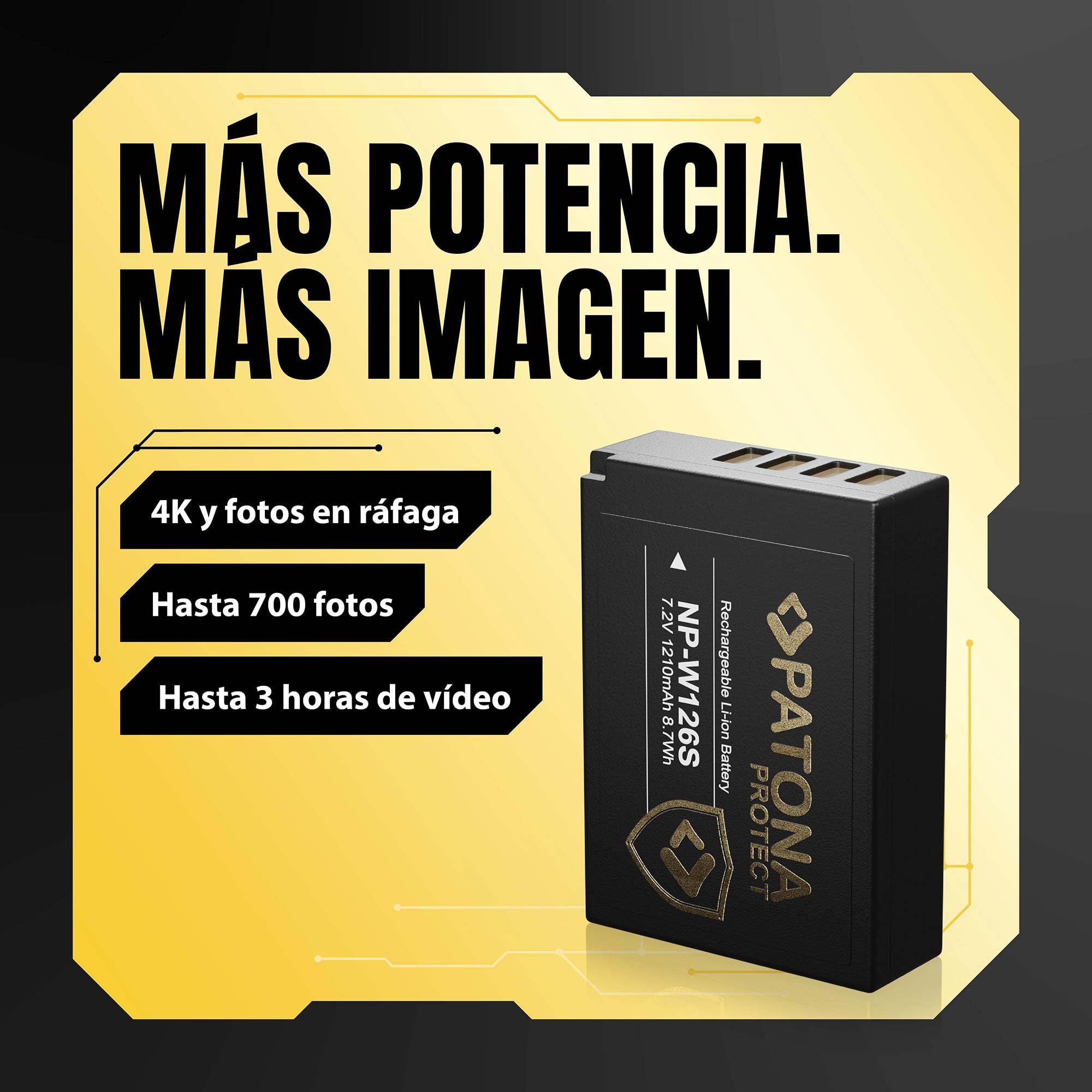 PATONA 2X Protect Batería NP-W126s 1210mAh – Repuesto para Fuji Fujifilm X-T5 X-T50 X100VI X100F X-S10 X-M5 X-T30 II X-E4 X-Pro3 – con Sensor NTC y Carcasa V1