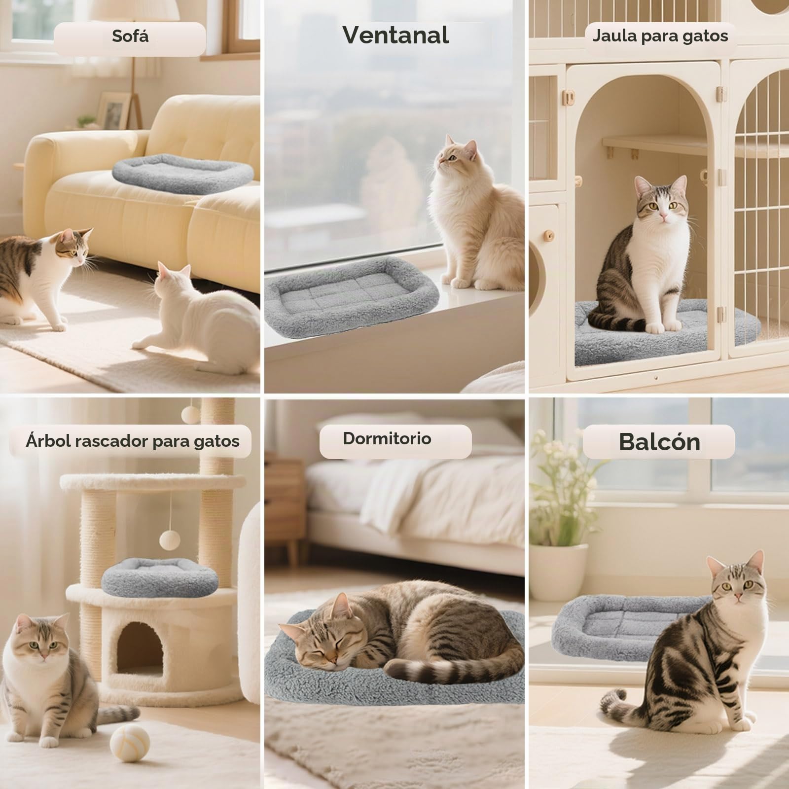 Namsan Cama para Gatos y Perros, Sofá para Perros, Alfombra para Mascotas para Perros Pequeños/Gatos/Conejos, 60cm x 45cm, Gris