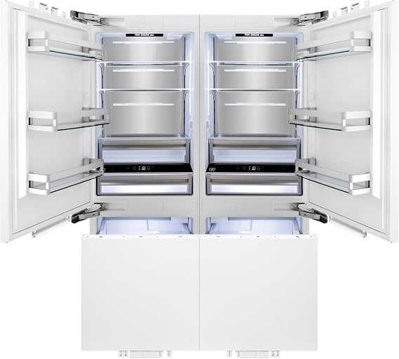 ZLINE RBIVZ-60-MB ZLINE Autograph Edition 60 Inches 32.2 Cubic Feet Panel Ready French Door Built-In Bottom Freezer Refrigerator with Water Dispensers/Ice Makers with Matte Black Accents