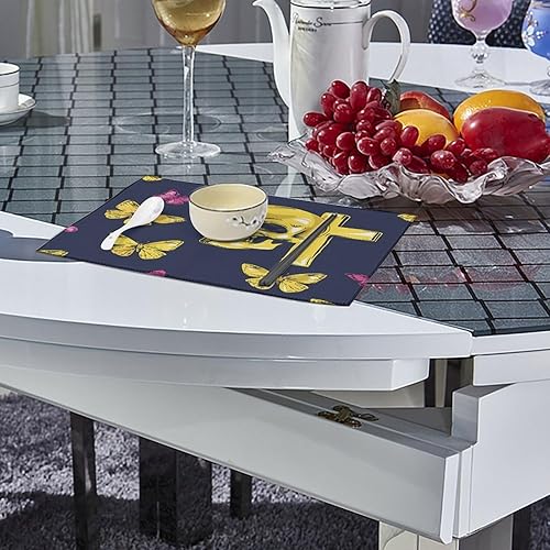 Miniatura 4 de Crosss Skull Navy Placemats Set of 6 Resistant Table Mats Washable Place Mats for Dinner Party Table Decoration