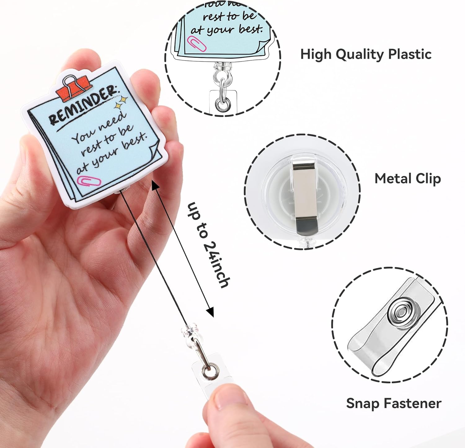 Cute Funny Retractable Badge Reel - 8PCS Nursing Retractable Badge Holders Alligator Clip Accessories, Healthcare Medical Mental Health Badge Reels, ID Holder for Nurse Doctor Teacher Office Gifts - Image 3