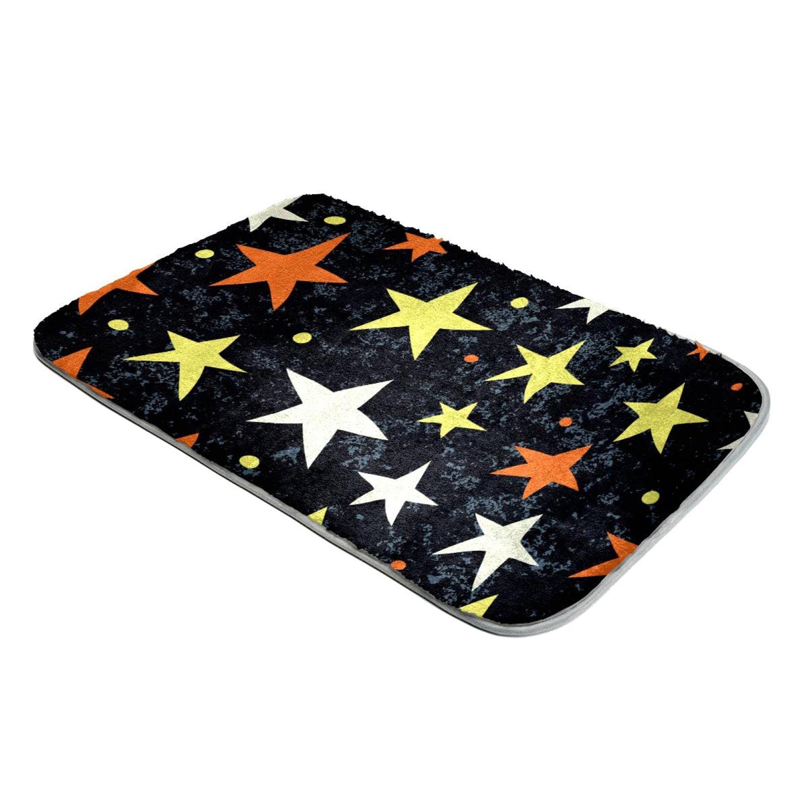 Tapis jaune blanc orange à poils longs motif étoiles nuit en fausse fourrure