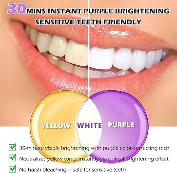 Purple Teeth Whitening Strips for Teeth Whitening (14 Treatments), Enamel Safe Whitening Strips for Sensitive Teeth, Instant Stain Removing Teeth Whitening Kit, Non-Slip Whitening Strips