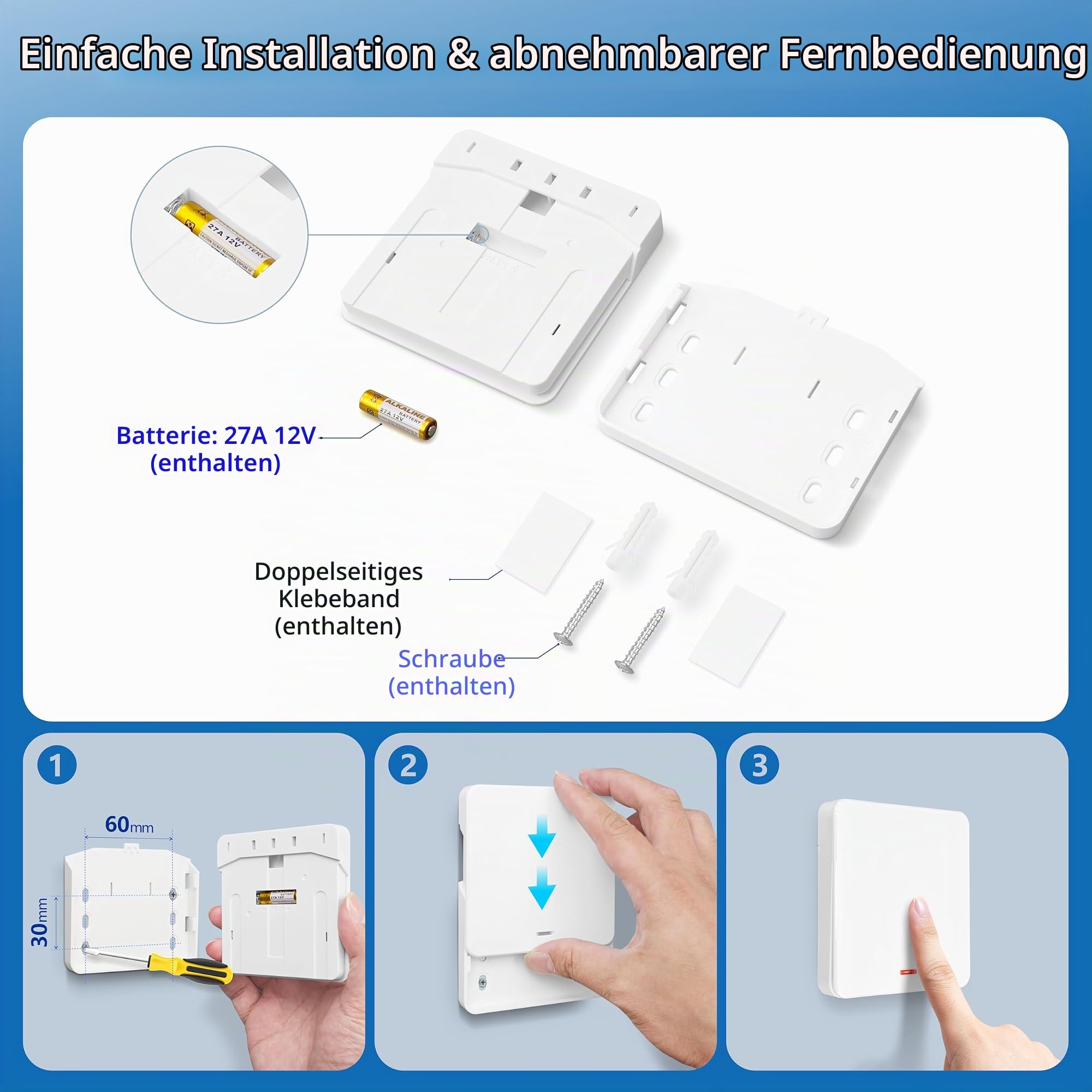 DieseRC Funk Lichtschalter, RF Drahtloser Sender Schalter und 10A Relaisempfänger-Controller, für Lichter mit einer Leistung von bis zu 1500 Watt