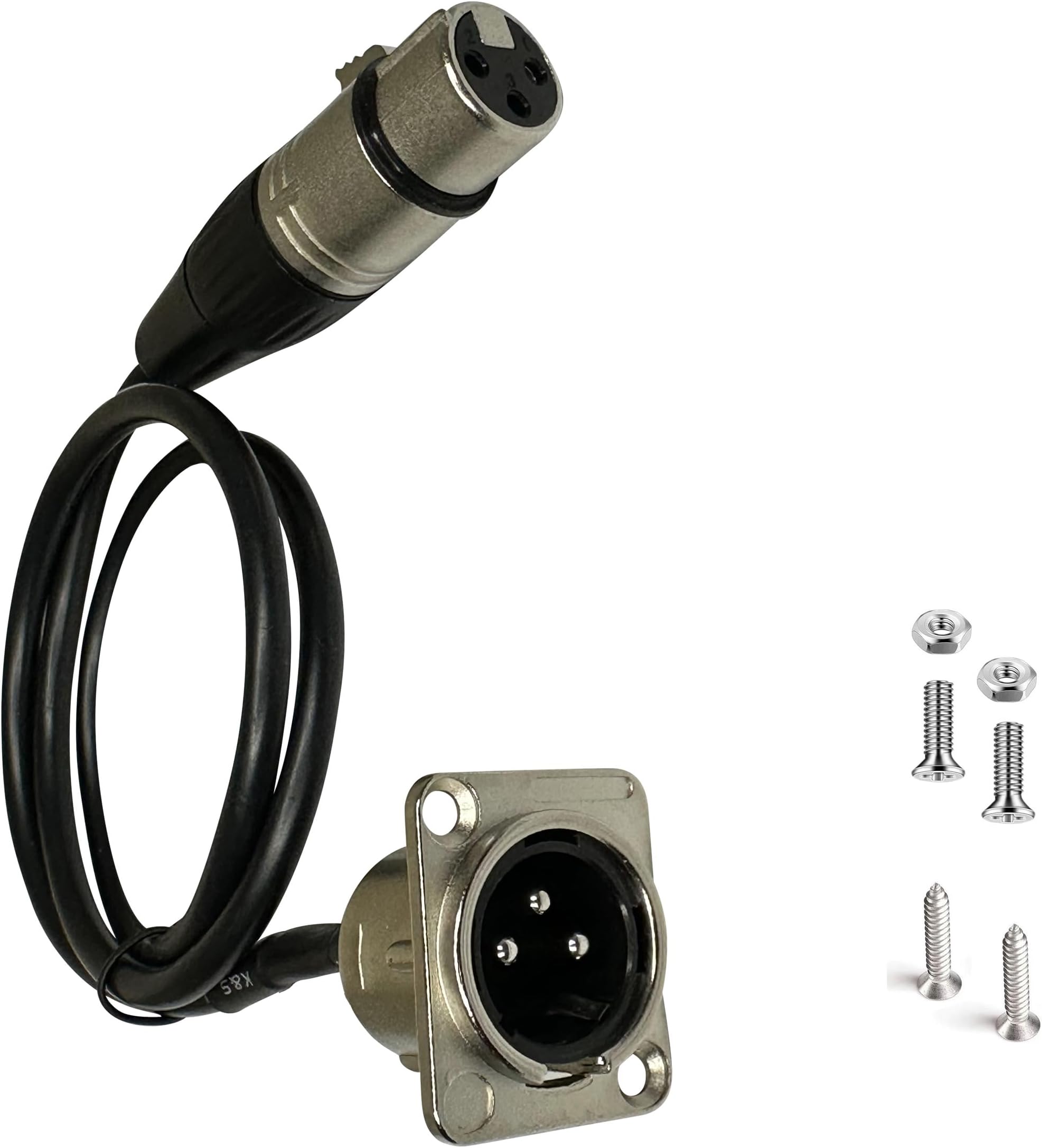 Premium XLR Pass Through Cable, No Solder, for Stage Box, Patch Panel, Floor Box - No Solder for Pro Audio Installations (Male to Female)