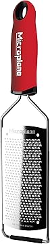 Microplane Kitchen Grater Fine for Hard Cheese, Citrus Fruits, Garlic, Chili, Cinnamon and Nutmeg in Red with Stainless Steel Blade - Made in USA