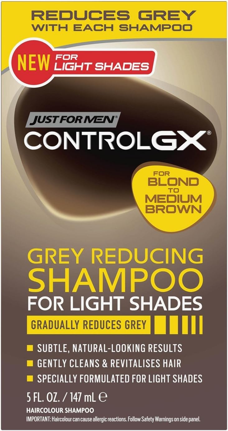 Just for Men Control Gx Grey Reducing Shampoo, Blonde & Medium Brown, 5 fl oz (Pack of 2)