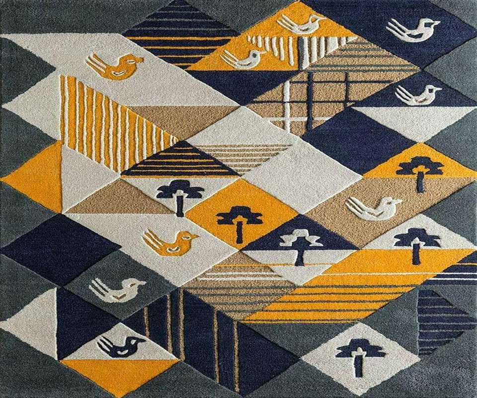 Image of Embossed Handmade GH Wool Thick Geometrical Carpet is a Stylish and Practical Addition to Any Living Room 8X10