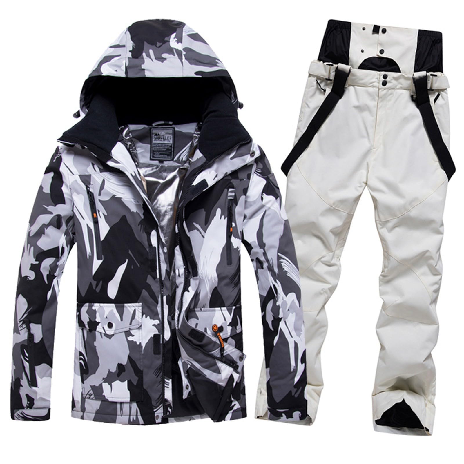 Traje de Nieve para Hombre Conjunto de Chaqueta y Pantalones de Esquí Cálida Invierno Abrigo de Nieve Cálido Conjunto para Esquí Senderismo Escalada Snowboard Aislado