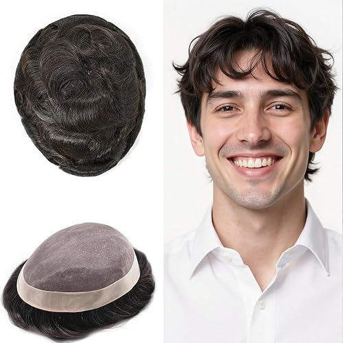 Miniatura 125 de Mens Toupee Hair Piece For Men Fine Mono Men Hair System Toupee For Men Hair Piece Real Human Hair System For Men Protesis Capilar Para Hombre 6x9