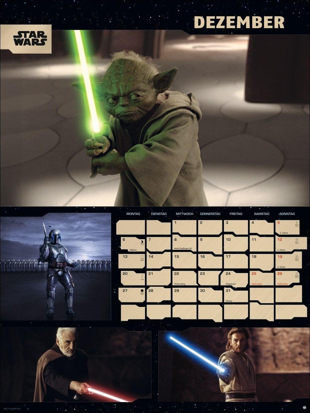 Star Wars Broschur XL Kalender 2027: Praktisch und ein absoluter Hingucker: Terminplaner groß mit den besten Szenen aus den Star Wars Filmen. Viel Platz für Termine für Star Wars Fans.