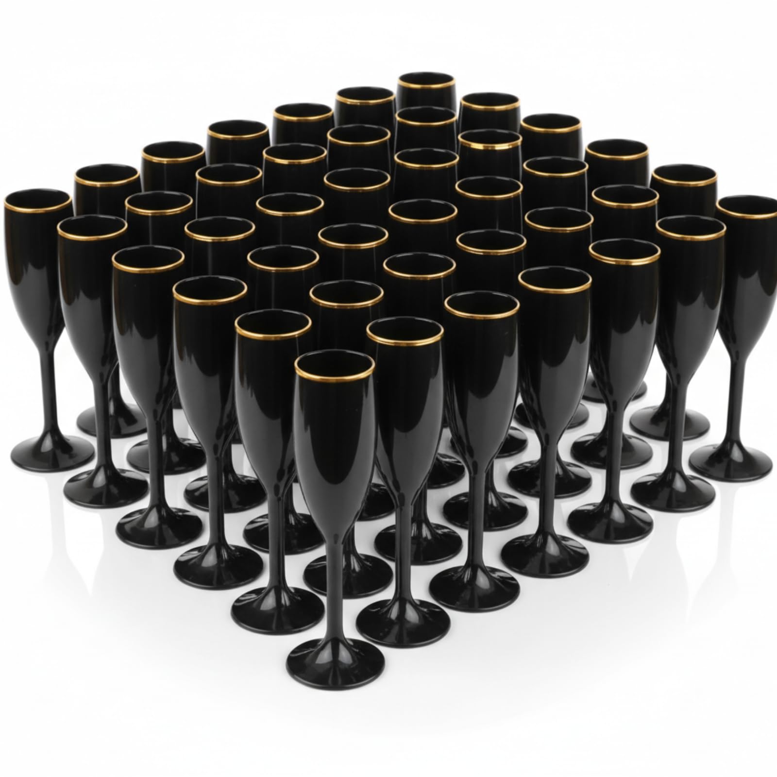 Amazon.com | Domensi 40 Pcs Champagne Flutes Bulk 6 oz Christmas Acrylic  Wine Glasses Toasting Goblet Unbreakable Plastic High Stem Champagne Cups  for Wedding Birthday Party (Black and Gold): Champagne Glasses
