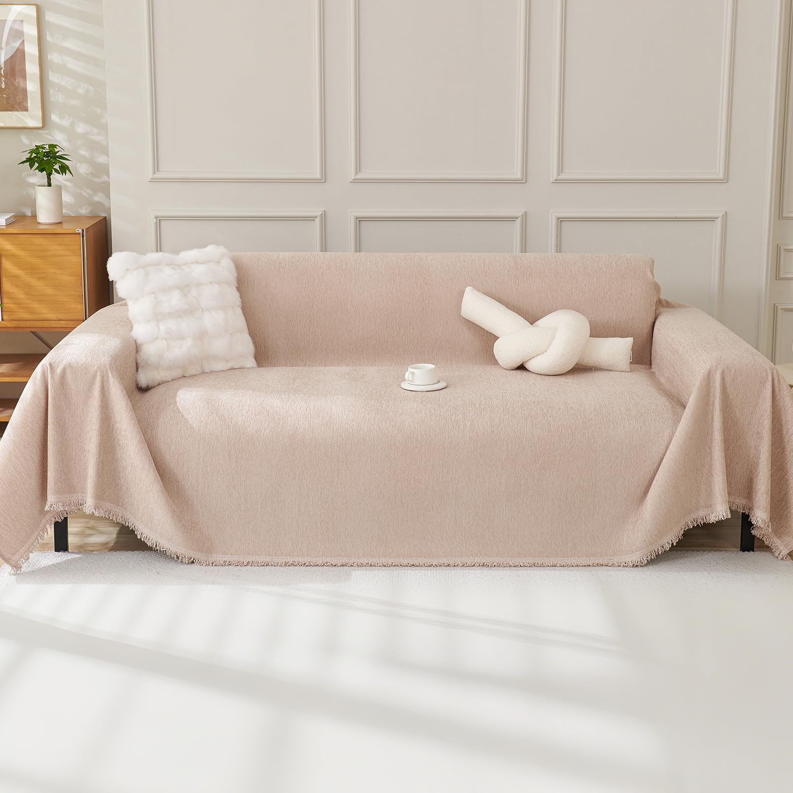 OstepDecor Chenille Sofa Cover 3 Seater, Dog Couch Cover for Corner Sofa Washable Sofa Slipcover