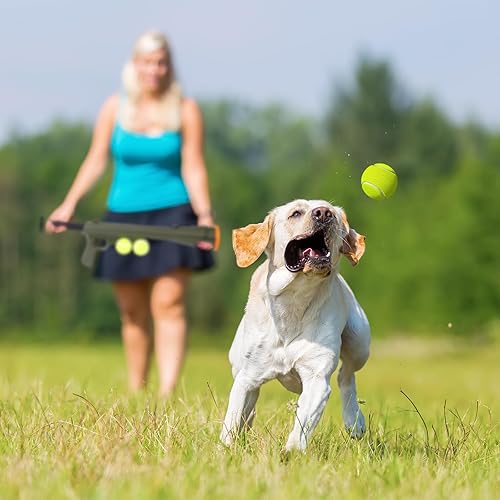 Miniatura 6 de Lanzador de pelotas para perros para mascotas, incluye lanzador de 23.4 pulgadas para dos pelotas de tenis de 23.4 pulgadas