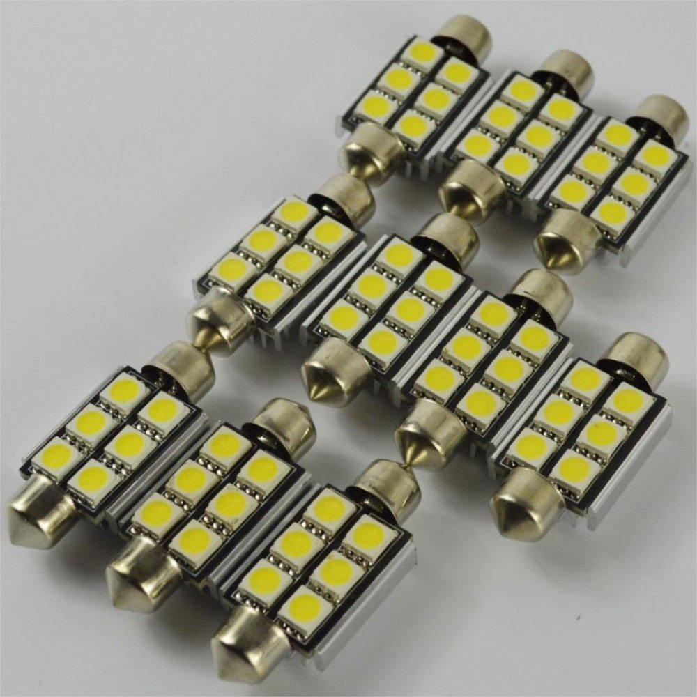 KaTur 10 szt. 36 mm żarówka kopułowa Festoon 5050 SMD 6 LED C5W samochód LED, auto wnętrze drzwi lampa oświetlenie ścieżki 12 V lampa robocza stylizacja samochodu