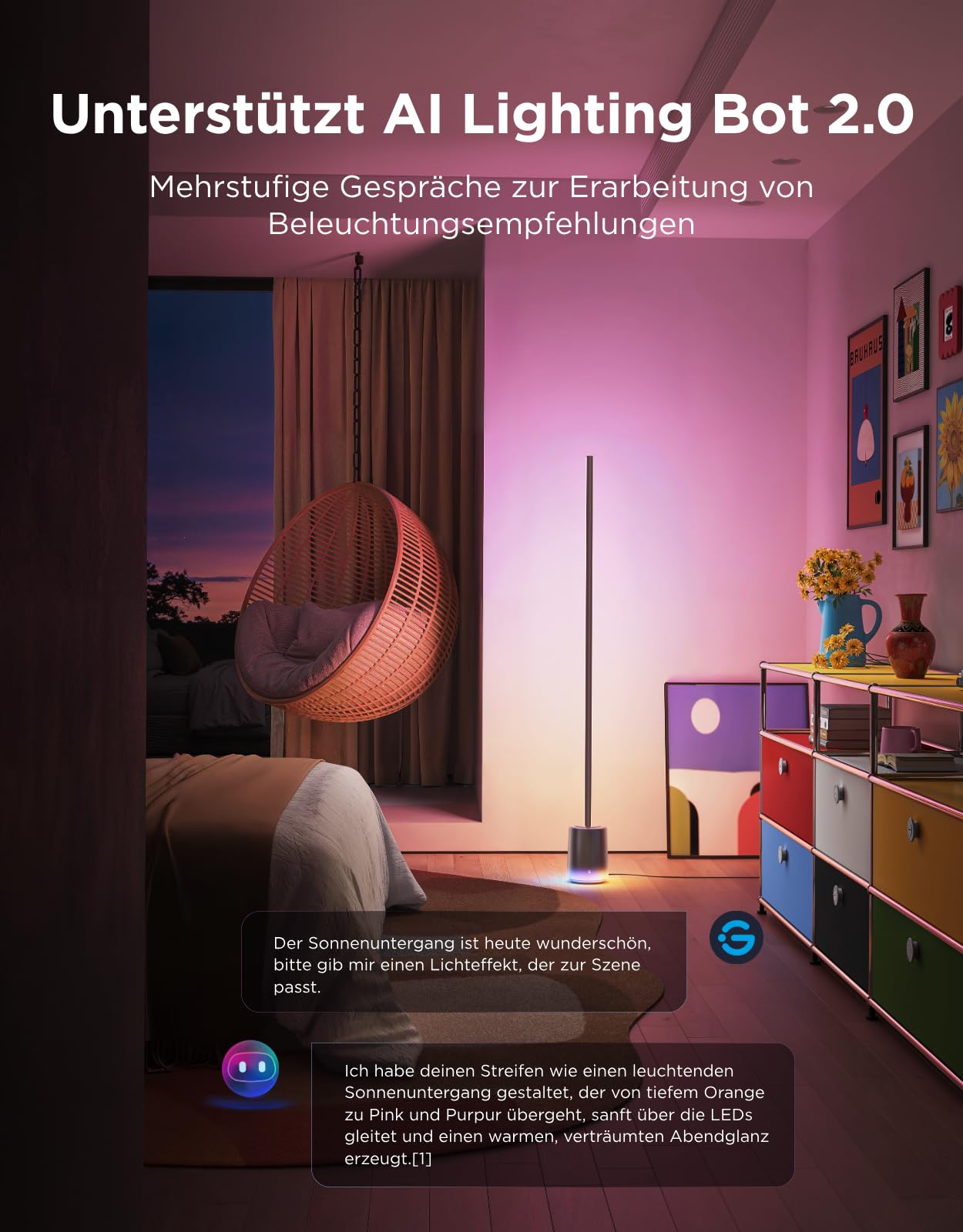 Govee Stehlampe 3 mit LuminBlend+ Technologie, Dimmbar RGBWWIC 2100lm Standleuchte, kompatibel mit Matter, 1000–10000K