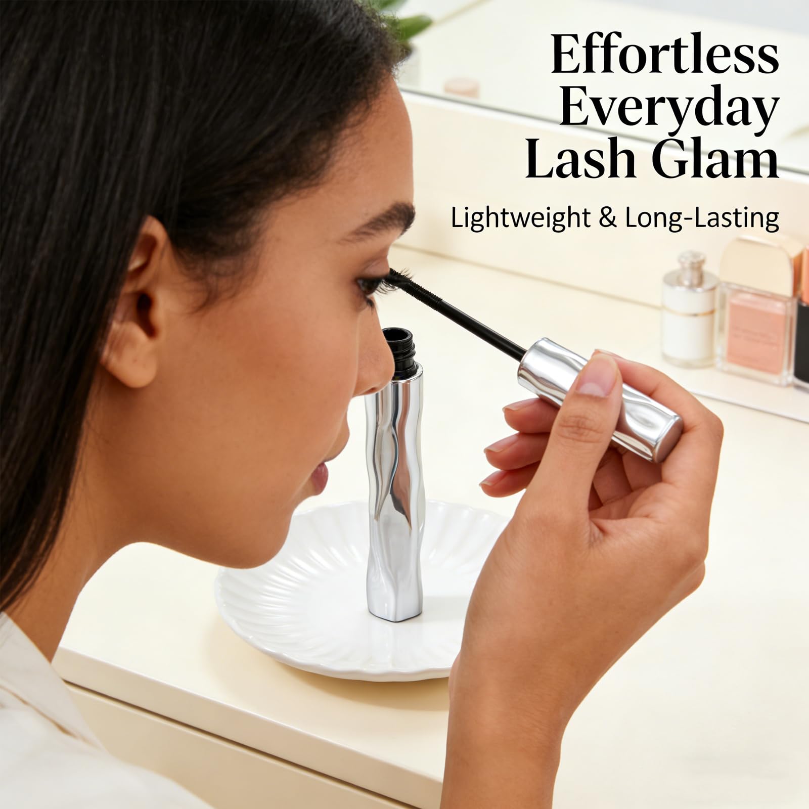 Waterproof Fibre Mascara,Tubular Eyelash Primer,Metal Wand for Lengthening and Curling, Smudge-Resistant Formula for Defined Lashes (1) - 3