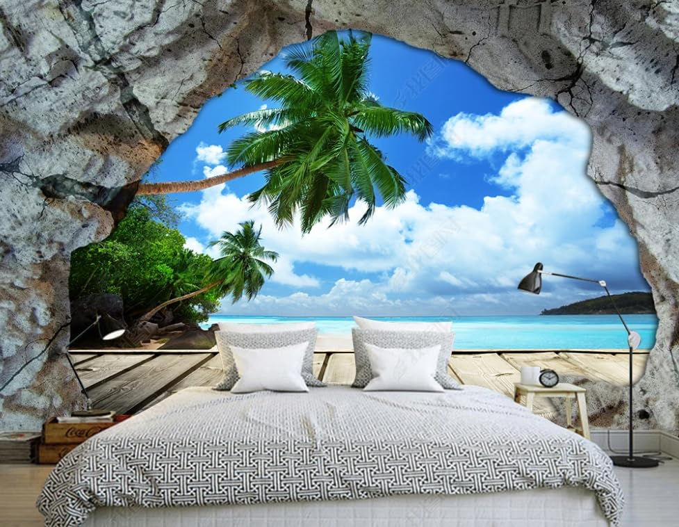 Papier peint intissé pour salon moderne décor mural géant aspect pierre