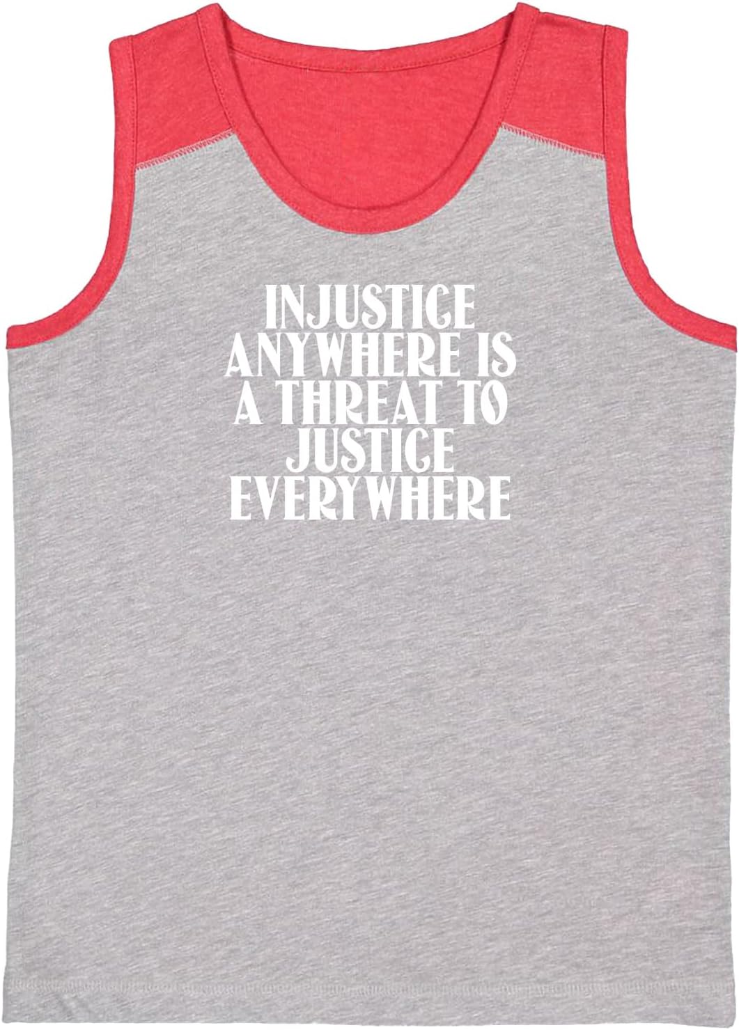 Tcombo Injustice Anywhere is Threat to Justice Youth Contrast Back Tank Top