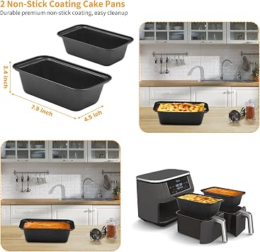 Dual Basket Air Fryer Accessories, 15pcs Set for Ninja DZ401 DZ201 Foodi Dualzone Air Fryers with 100pcs Air Fryer Liners, 2 Non-Stick Pans, Bread,Toasting,Skewer Racks, 6 Cake Cups, 2 Mitts, Recipes
