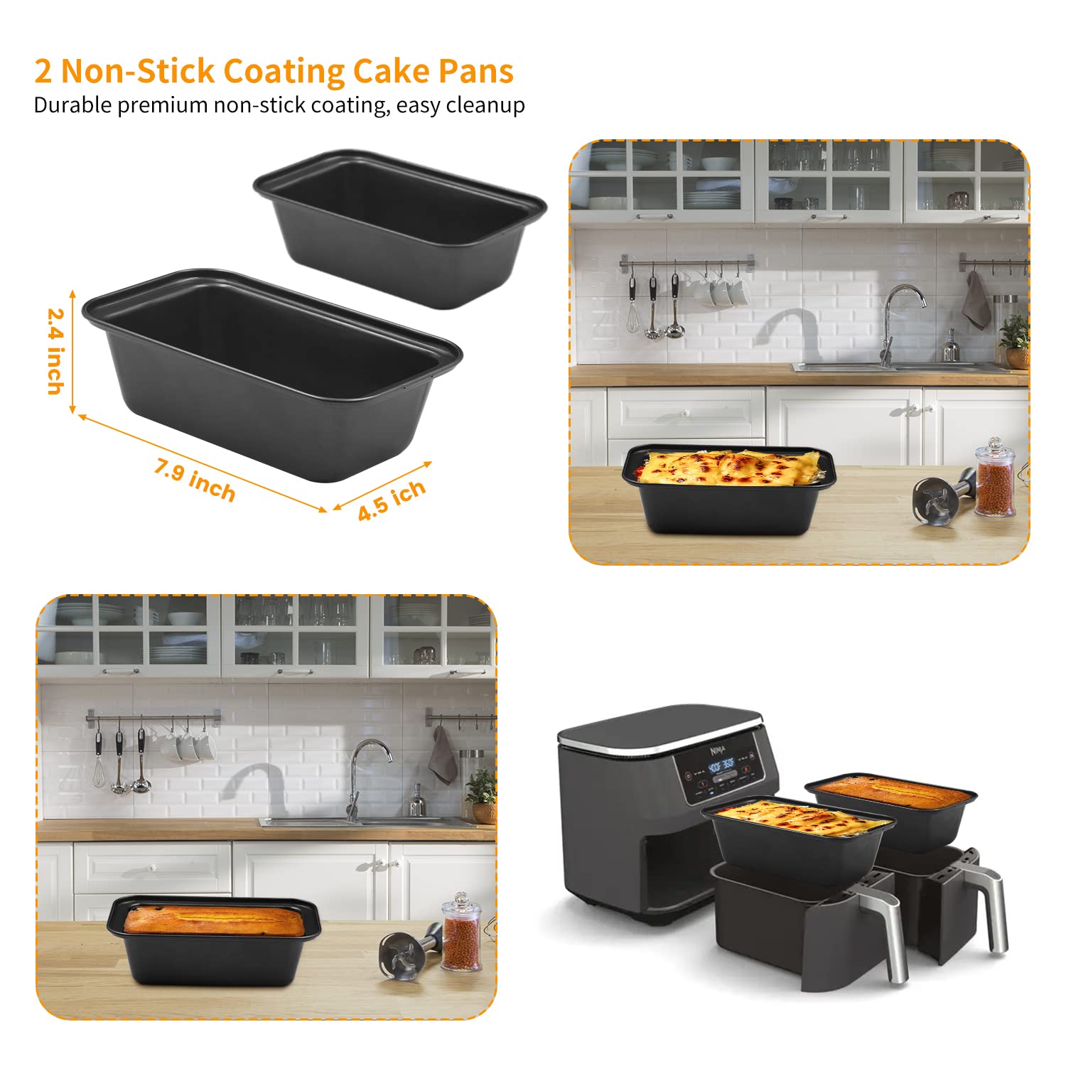 Dual Basket Air Fryer Accessories, 15pcs Set for Ninja DZ401 DZ201 Foodi Dualzone Air Fryer with 100pcs Air Fryer Liners, 2 Non-Stick Pans, Bread,Toasting,Skewer Racks, 6 Cake Cups, 2 Mitts, Recipes