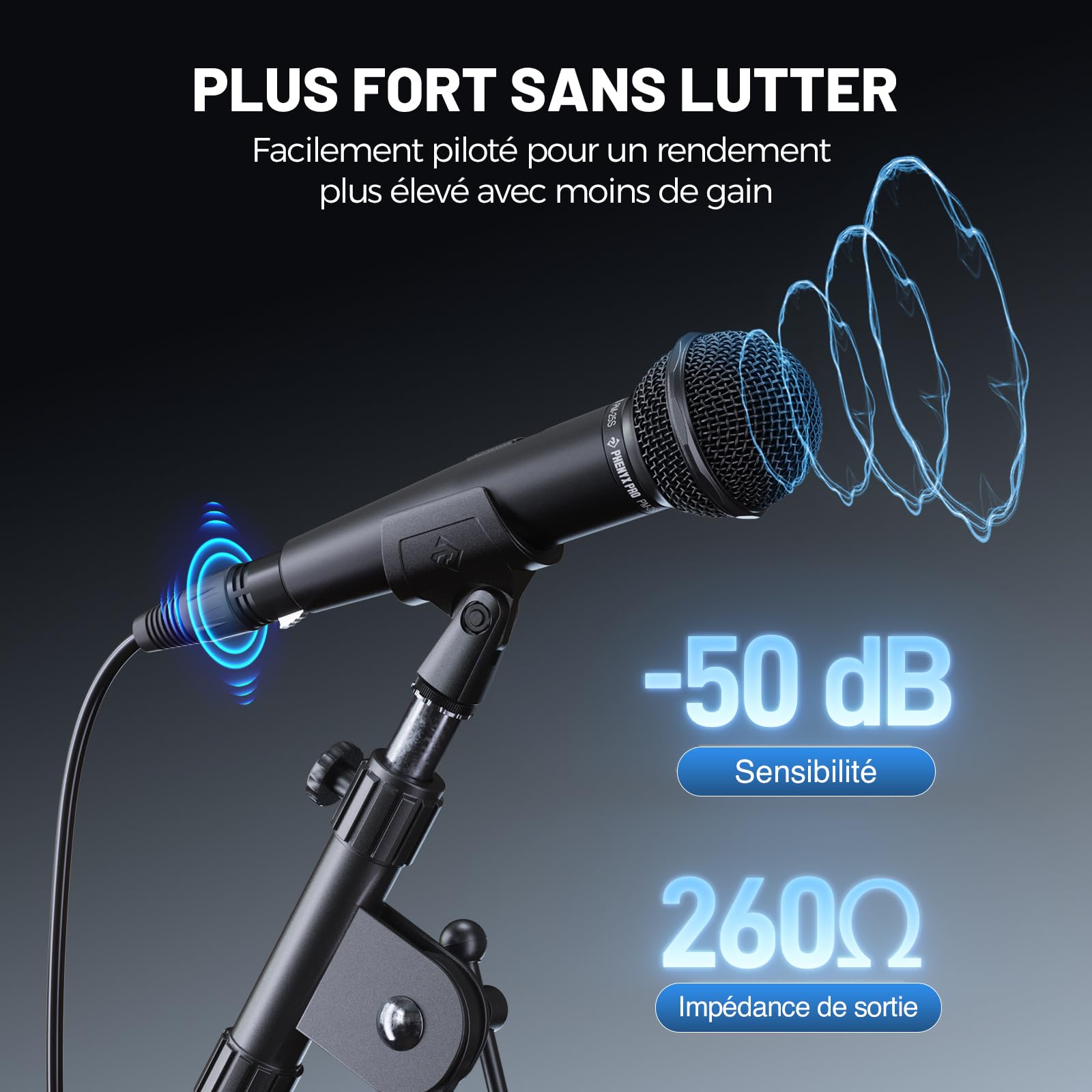 Phenyx Pro Micro Vocal Dynamique Cardioïde XLR on/Off PM-25S