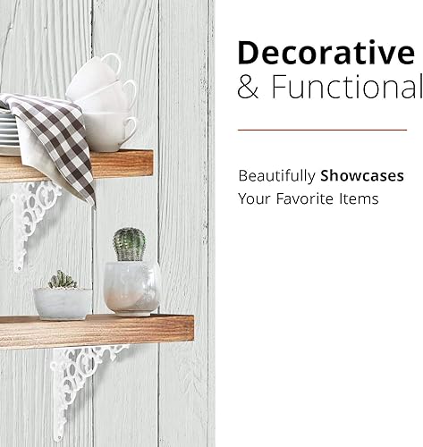 Miniatura 46 de NACH Soportes decorativos para estantes, paquete de 4 unidades de 6 x 1.3 x 6 pulgadas, soporte de estante de hierro fundido negro, soportes