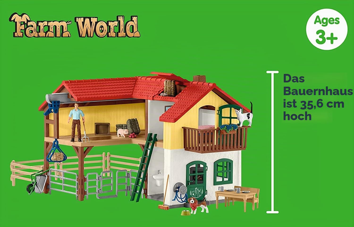 SCHLEICH 42407 Farm World Spielset - Bauernhaus mit Stall und Tieren, Spielzeug ab 3 Jahren, Large