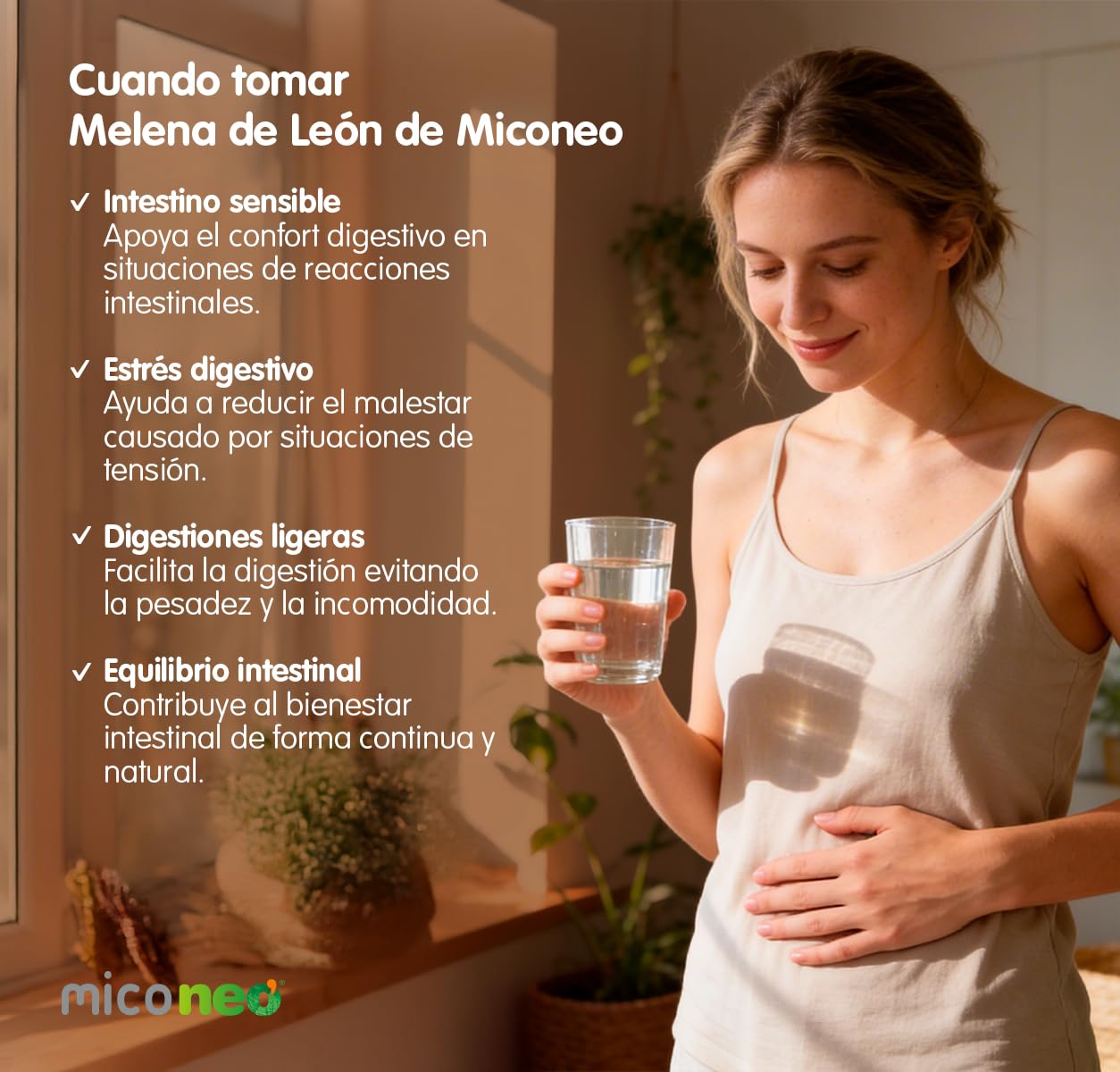 Mico NEO | Hongos Melena de León | Apoyo Digestivo Natural | Apto para Vegetarianos | Sin Gluten ni Derivados Lácteos | Microgránulos NEO | 60 Cápsulas
