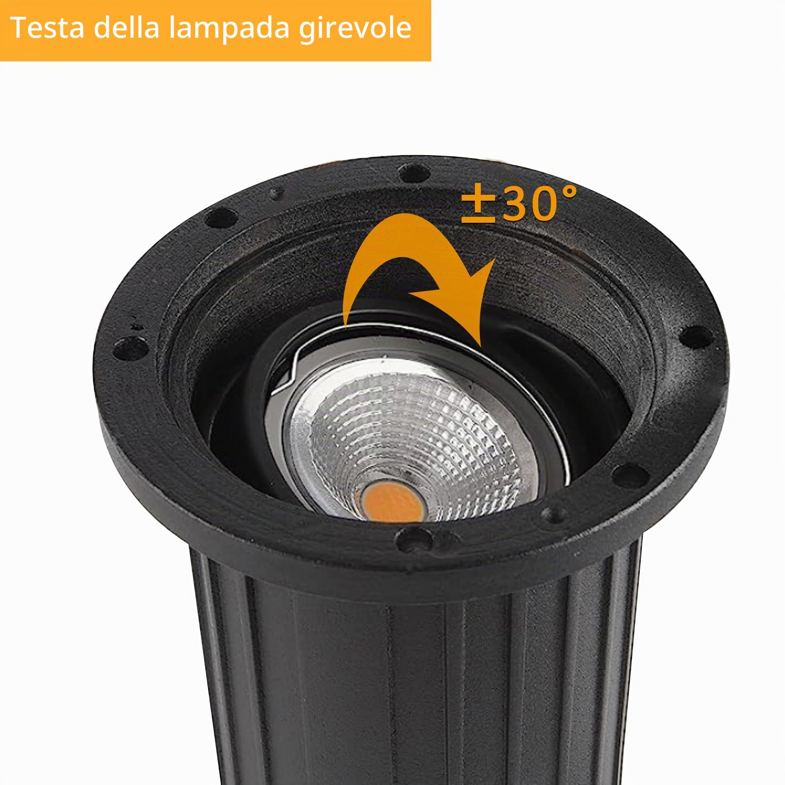 Faretto da incasso orientabile IP67 attacco GU10 faretti led esterno, 230V Faretti da Pavimento Luci da incasso calpestabile da Segnapasso esterno terra, 30cm cavo preinstallato, Piazza