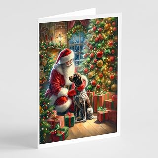 Caroline's Treasures DAC4115GCA7P German Shorthaired Pointer and Santa Claus Greeting Cards Pack of 8 Blank Cards with Envelopes Whimsical A7 Size 5x7 Blank Note Cards