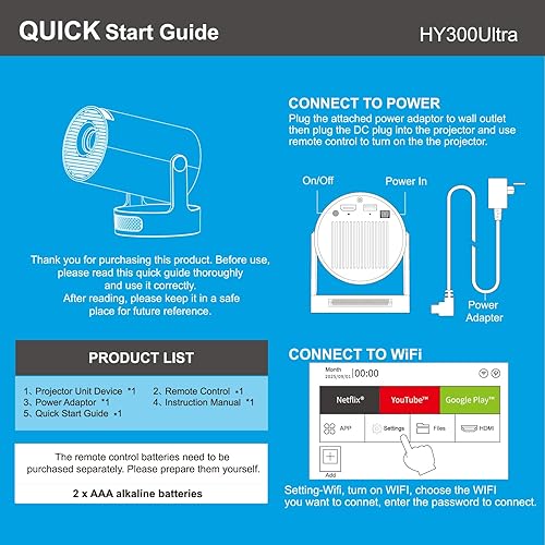 Miniatura 8 de Mini proyector con WiFi y Bluetooth, proyector portátil 4k 1080P soporte 5w altavoz base de sonido, 170 ANSI, Android 11, proyector inteligente