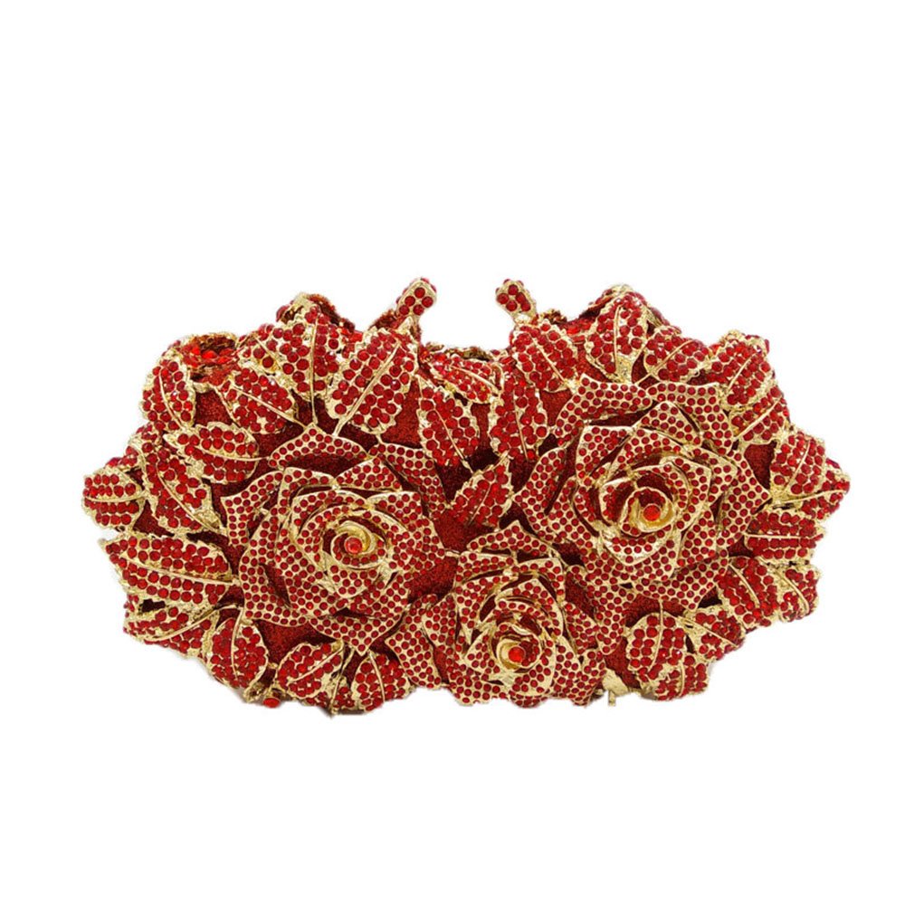 Boutique De FGG Mini Flower Evening Bags For Women Formal,Party Rhinestone Clutch Purses,Wedding Floral Crystal Clutch Bag