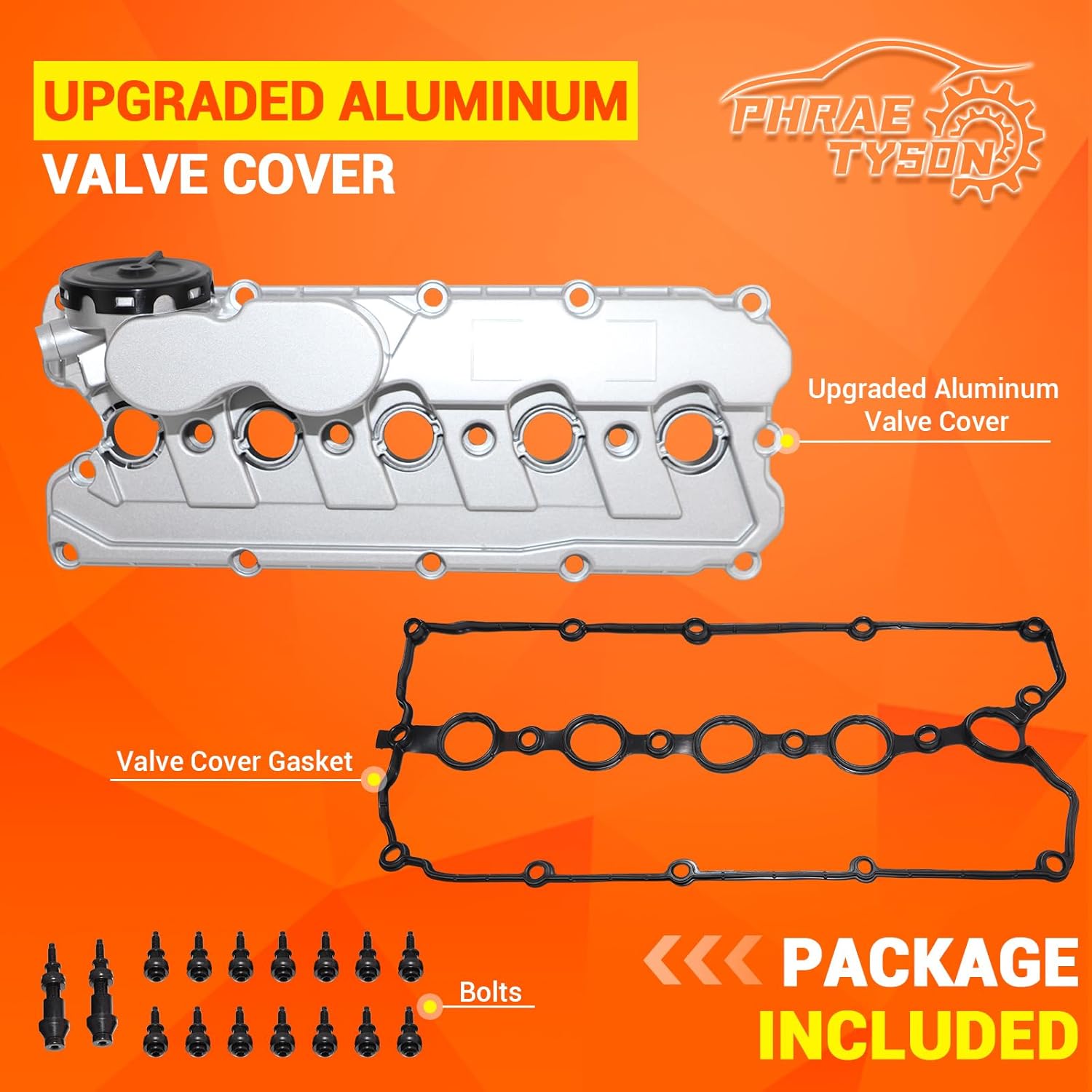 Upgraded Aluminum Engine Valve Cover Compatible with 2005-2014 Volkswagen Jetta 2006-2009 Rabbit 2010-2014 Golf 2012-2014 Passat 2006-2018 Beetle 2.5L Replaces # 07K103469D
