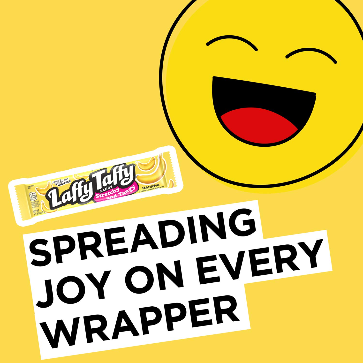 Laffy Taffy Candy, Stretchy & Tangy, Banana Flavor, 1.5 Ounce Bars (Pack of 24)