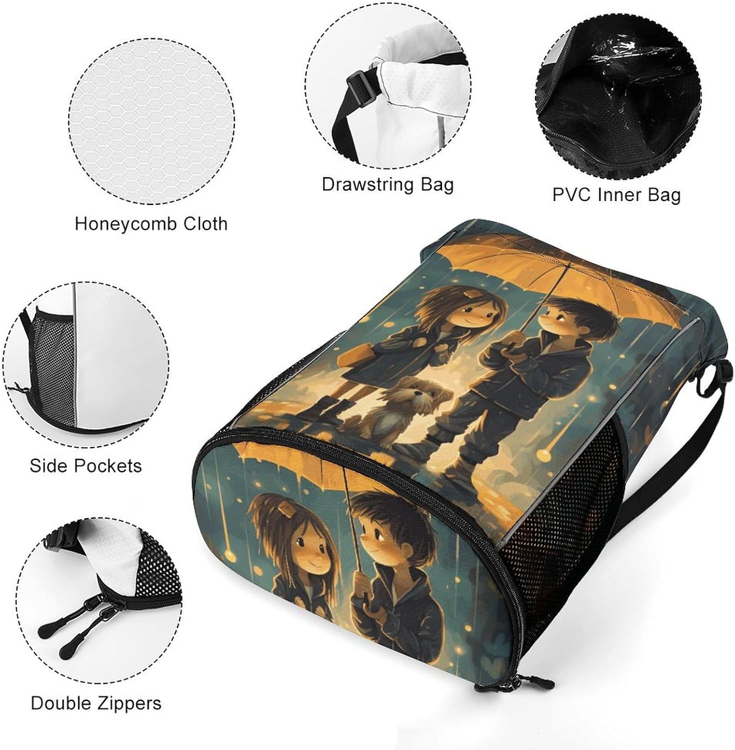 Sports Drawstring Backpack Hold An Umbrella Lightweight Backpack Dry And Wet Separation Large Capacity