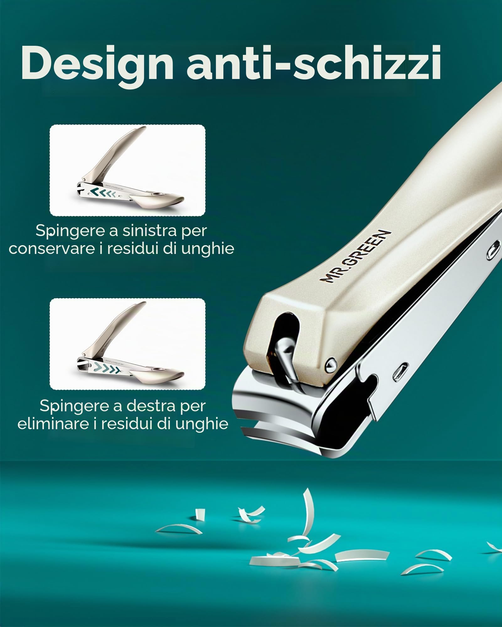 MR.GREEN Kit per manicure e pedicure 8 in 1, set di tagliaunghie anti-spruzzo, in acciaio inox tedesco, con custodia in vera pelle, per donne e uomini, idea regalo