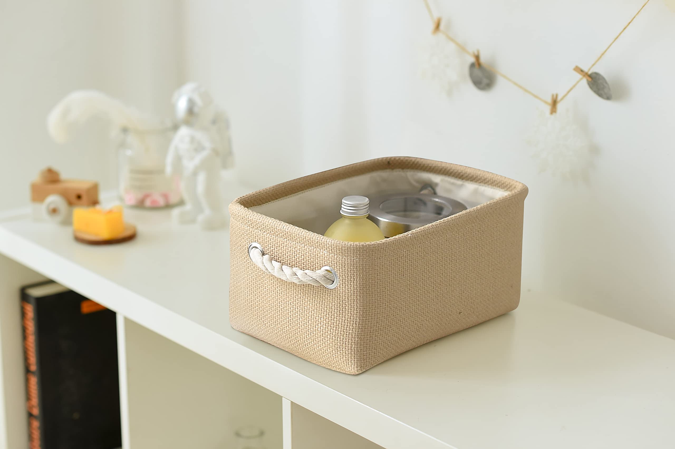 Cesta de organización y almacenamiento para regalos vacía, 12 x 8 x 5.2 pulgadas, paquete de 6 cajas de almacenamiento plegables para organizar, cubos de almacenamiento de tela para libros de tela,