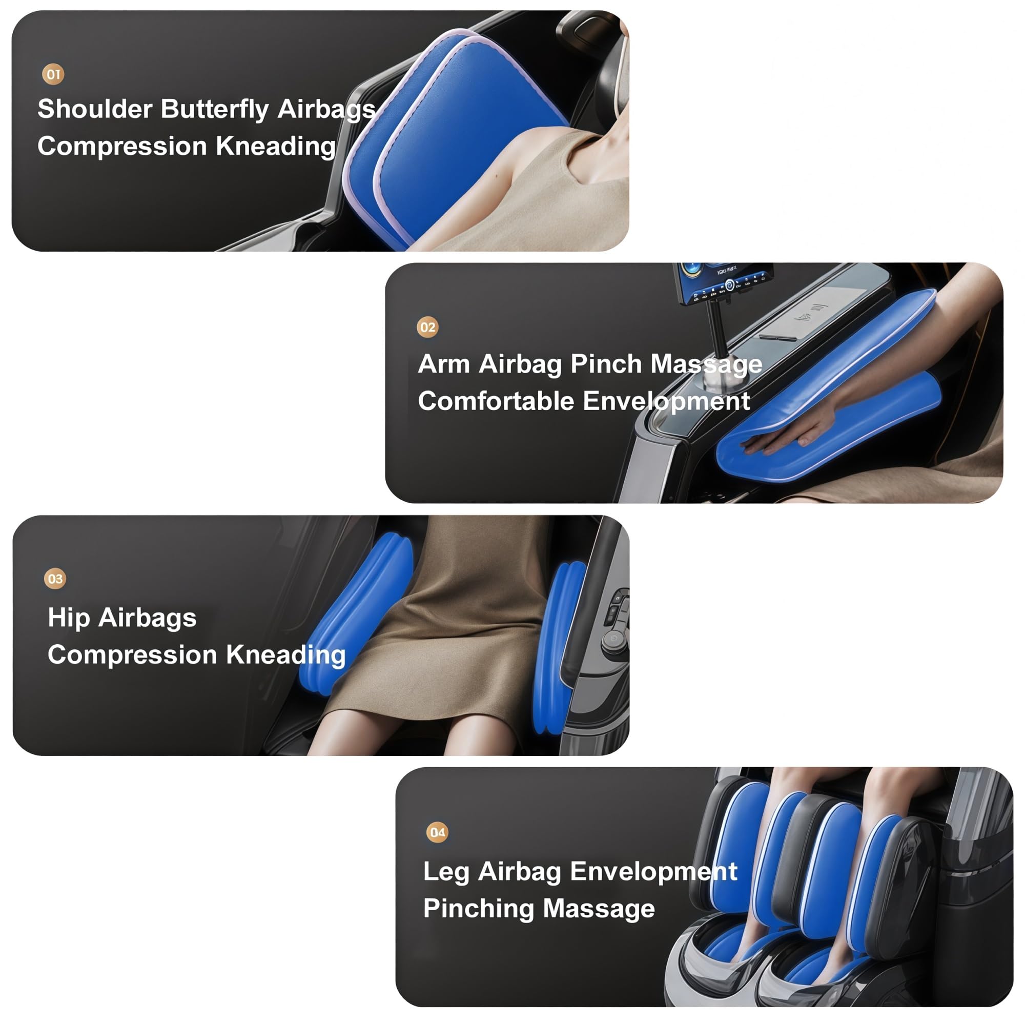 Sillón de Masaje de Cuerpo Completo con reposapiés, masajeador Compacto de acupresión para Uso doméstico y en la Oficina.(Noir)