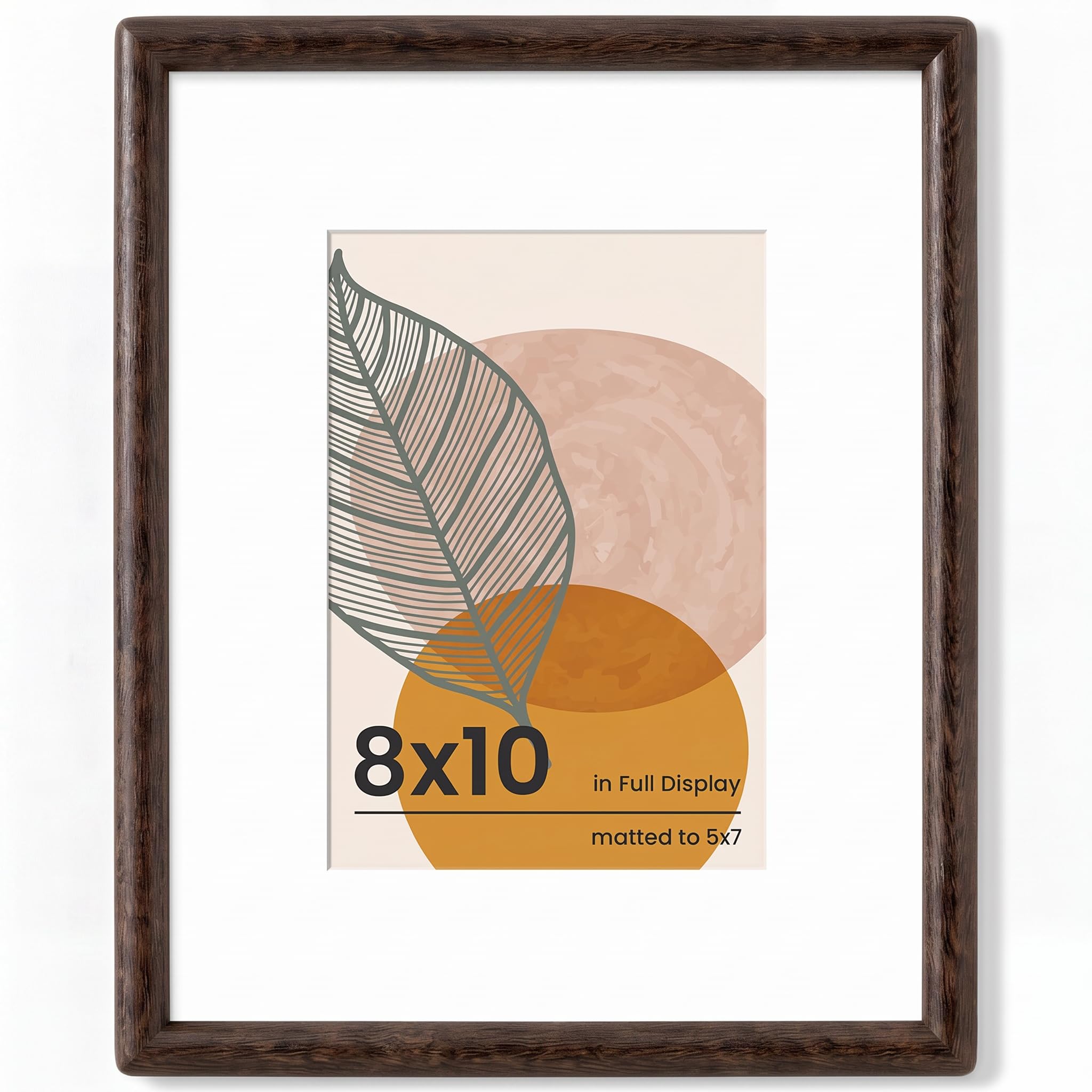 Axeman 8x10 Picture Frame Matted to 5x7, Black Wenge Wood, Tempered Glass — image 1
