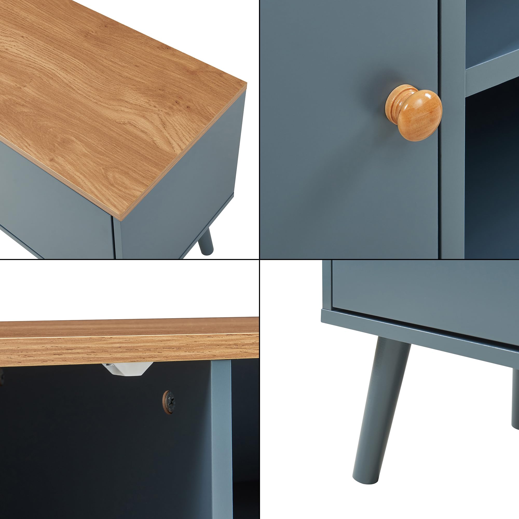 [en.casa] Mobile Porta TV con 2 Ante e Scomparti Aperti Chiusi Armadio Basso Mobile Contenitore Archiviazione Stand Centri Multimediali 120x35x50 cm - Grigio/Effetto Rovere