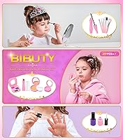 Vista 5 de Kit de maquillaje para niñas BIBUTY, juguetes de princesa, maquillaje de juego de simulación, juguetes de maquillaje para niñas
