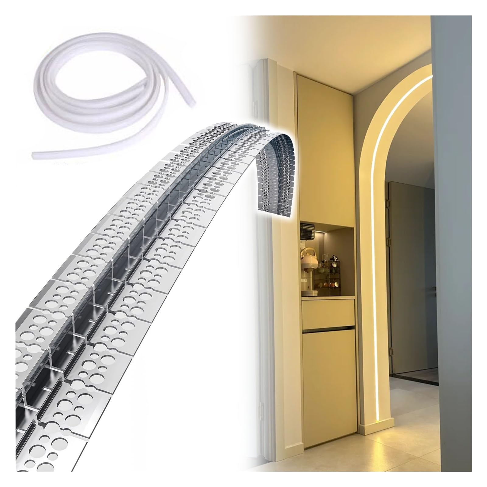 Wwzhyx One Color Plaster In Led Profile 1M 2M 2.4M 3M 5M 10M, Bendable Aluminium Led Channel With Diffuser, Plaster In Profile Double Edge For Seamless Lighting(1.5M/4.9Ft/59In)