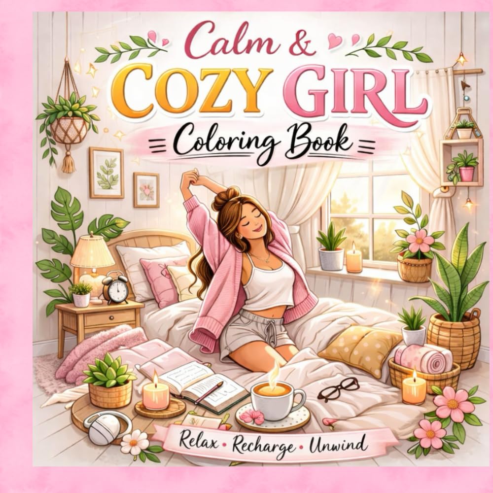 Calm and Cozy Girl Coloring Pages: Relax, Recharge, Unwind