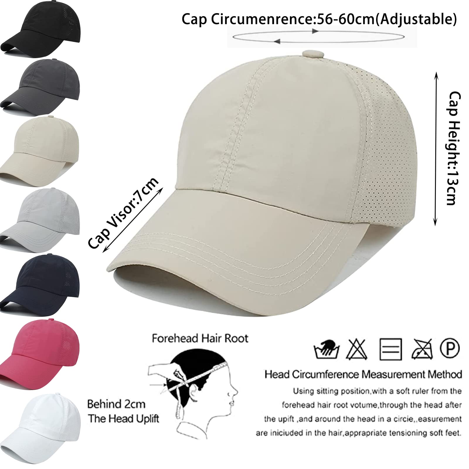 Enwokran Women's Baseball Cap with Tail, Adjustable Foldable Mesh Breathable Cap, Sports Quick Dry Waterproof Outdoor Sports Hat — view 3
