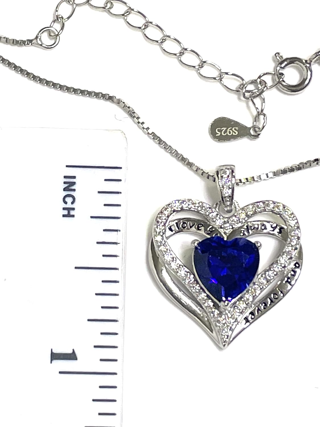 2ct Certified Heart Natural Sapphire Necklace Pendant Love Heart Diamond Jewelry 18kt White GOLD Sterling Silver " I love you" Diamond Necklaces for Daughter 40th Birthday wife gift Valentine 3.2ctw