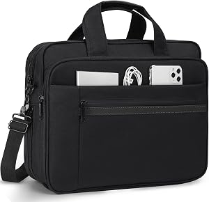 Laptop Bag 15.6 Inch Waterproof Computer Messenger Bag Expandable Briefcase for Men Women Laptop Carrying Case for Travel College Business,Black