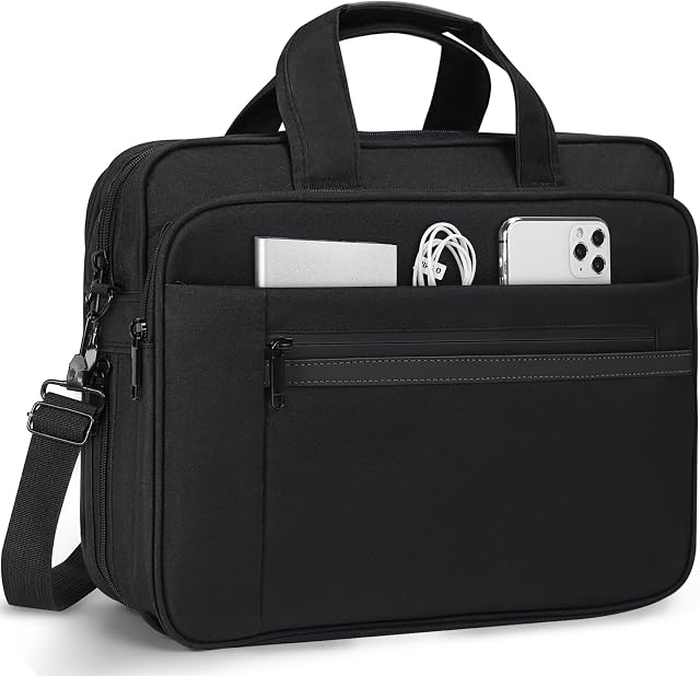 Laptop Bag 15.6 Inch Waterproof Computer Messenger Bag Expandable Briefcase for Men Women Laptop Carrying Case for Travel College Business,Black